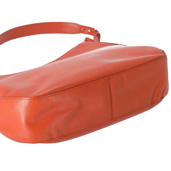 PRADA Triangle Logo Shoulder Bag Hobo Orange Saffiano Leather - Picture 7 of 9